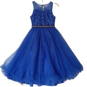 Love Jamie Party Holidays New Year  Princess Blue sleeveless Dress Size 10 Girl